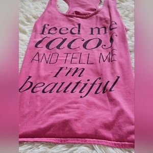 Feed Me Tacos Pink Tank Top Size Medium